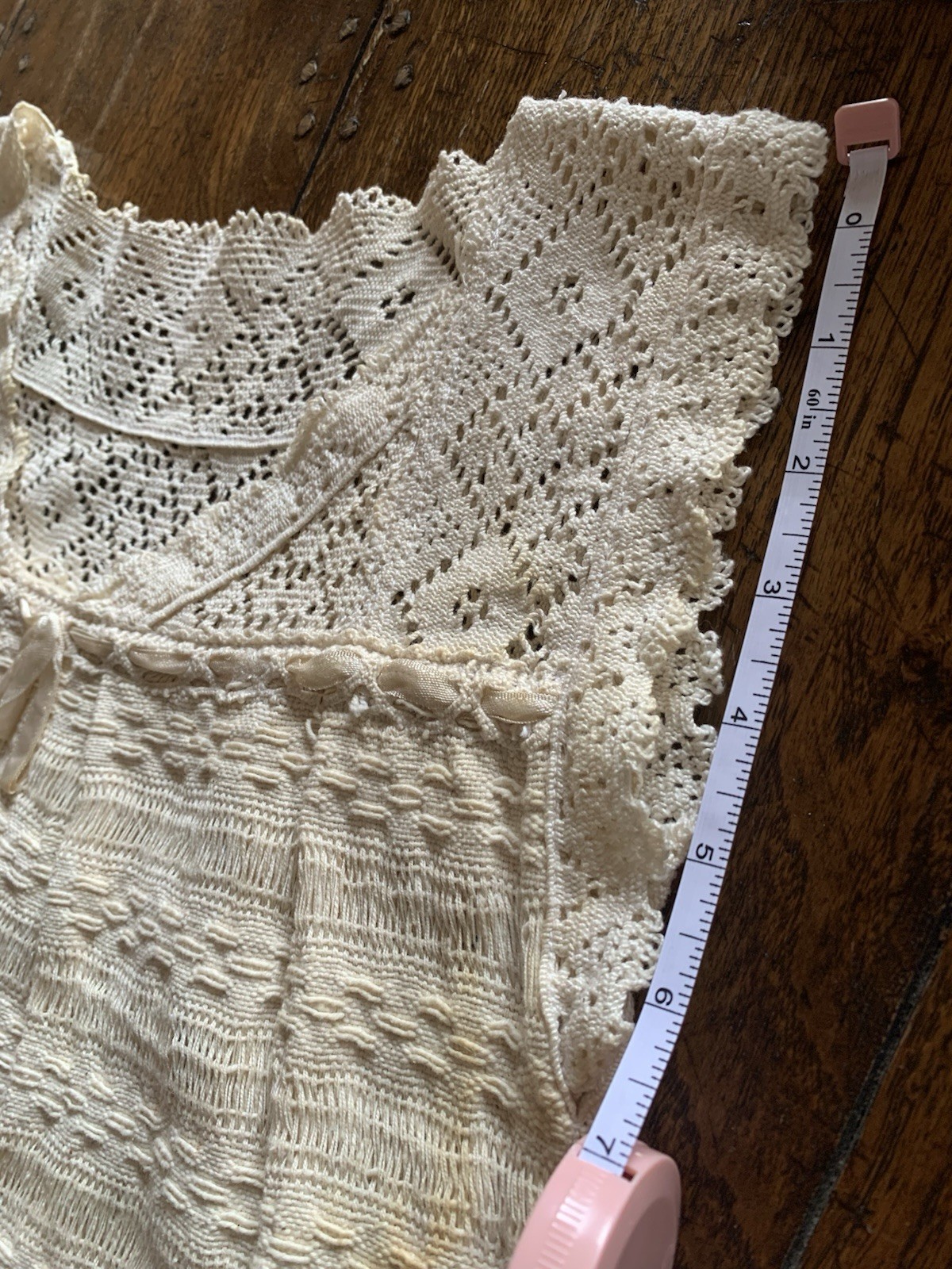 Vintage Hand Woven Cotton 60’s 70’s Dress With Crochet