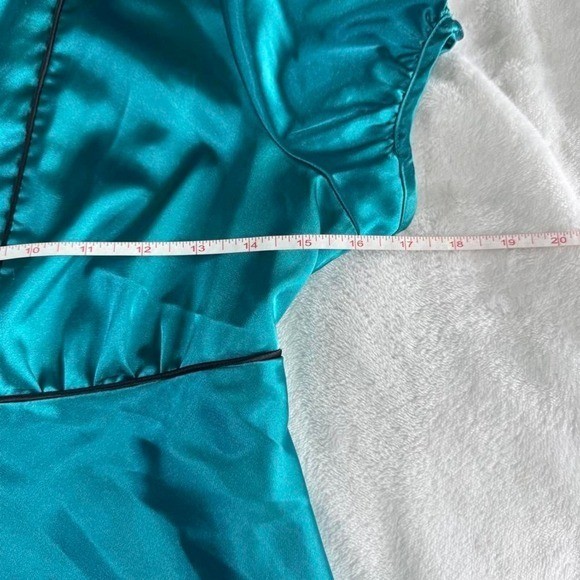 B Wear teal satin babydoll tie back top y2k vintage fairy boho office siren