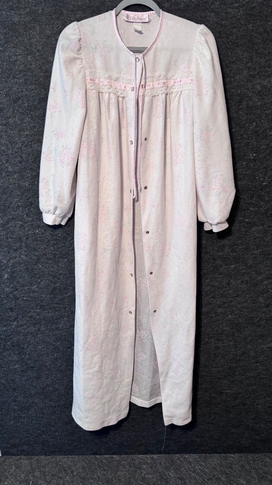 Vandemere vintage nightgown long robe house coat pearl snap floral prairie small
