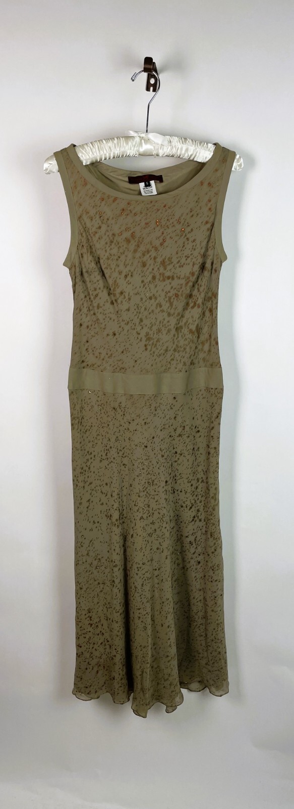 Vintage 90s SEVERINE PERAUDIN Exquisite French Designer Taupe silk slip dress S