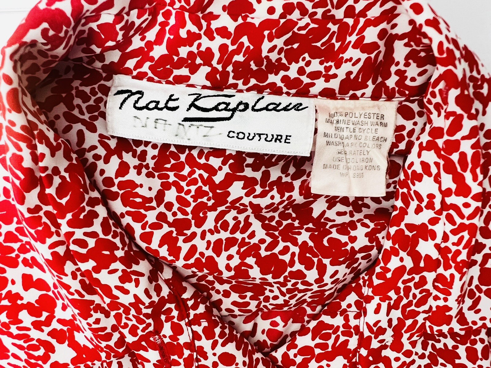 Vintage Nat Kaplan Button Up Shirt Dress Large Red White 1960s Long Sleeve Women