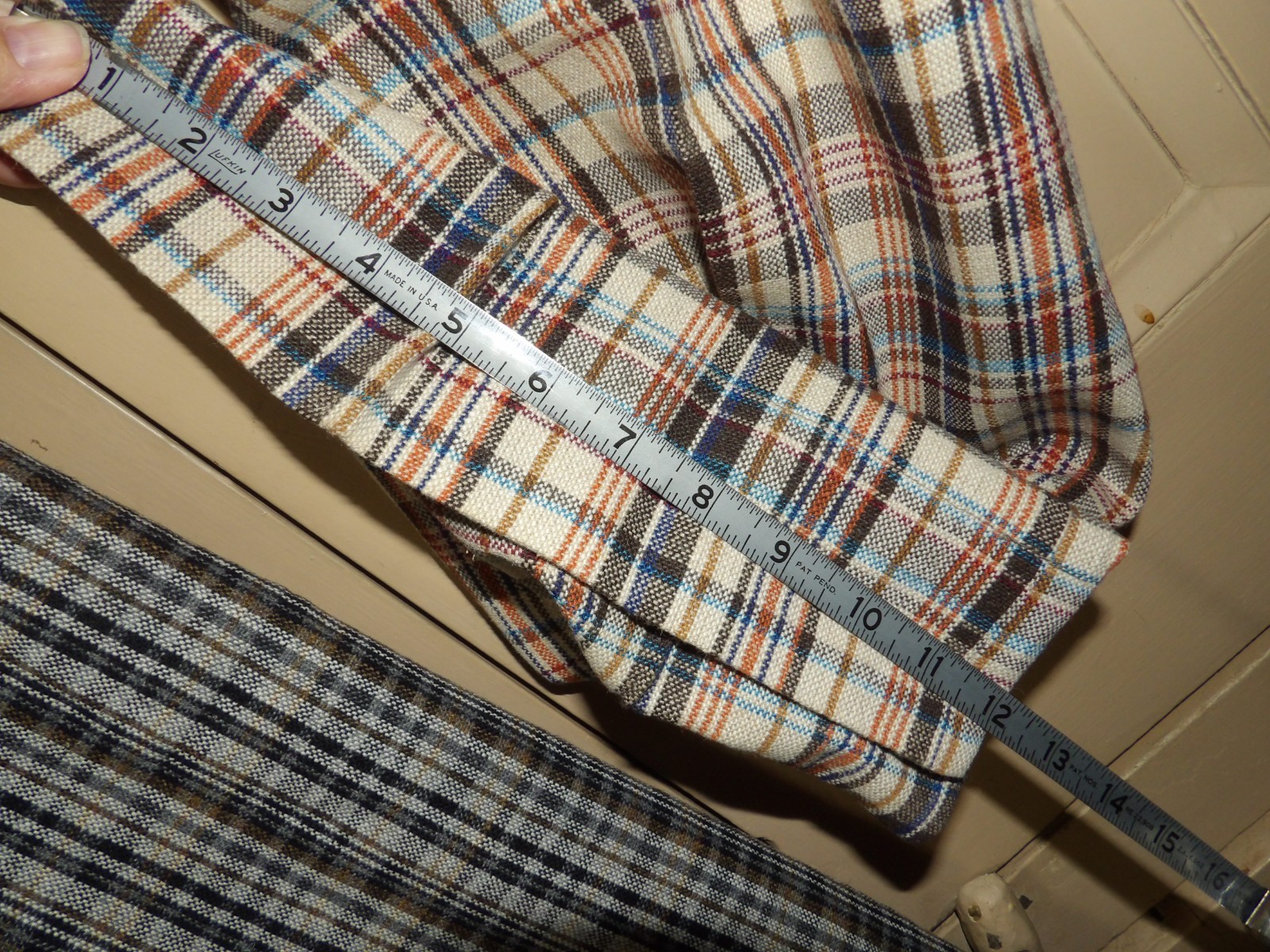 Two Pair Vintage 70s Plaid Trousers High Waist Wide Flare Leg 27″ Waist 31″ 32″L