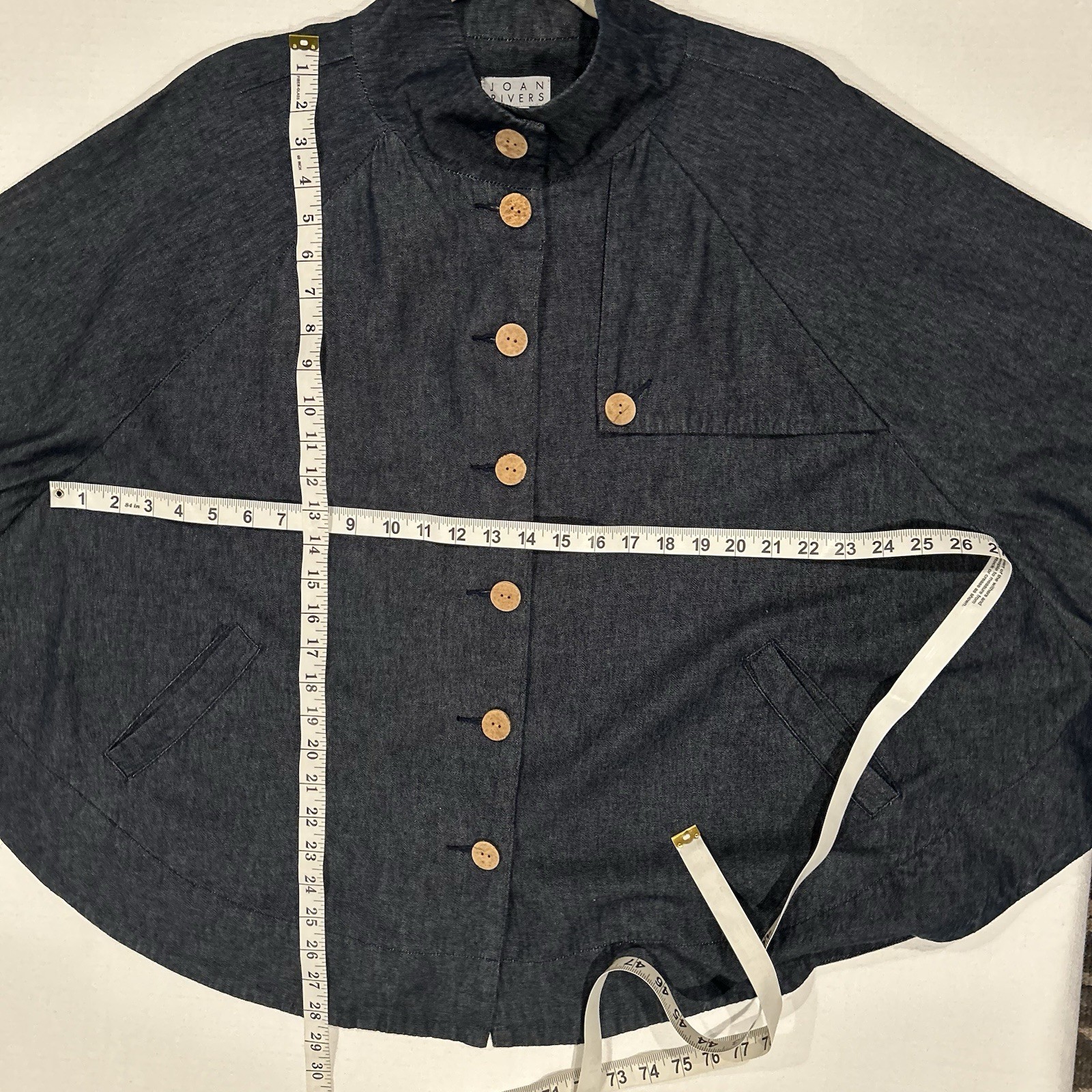 Joan Rivers Denim Chambray Button Front Woman’s Cape Size M