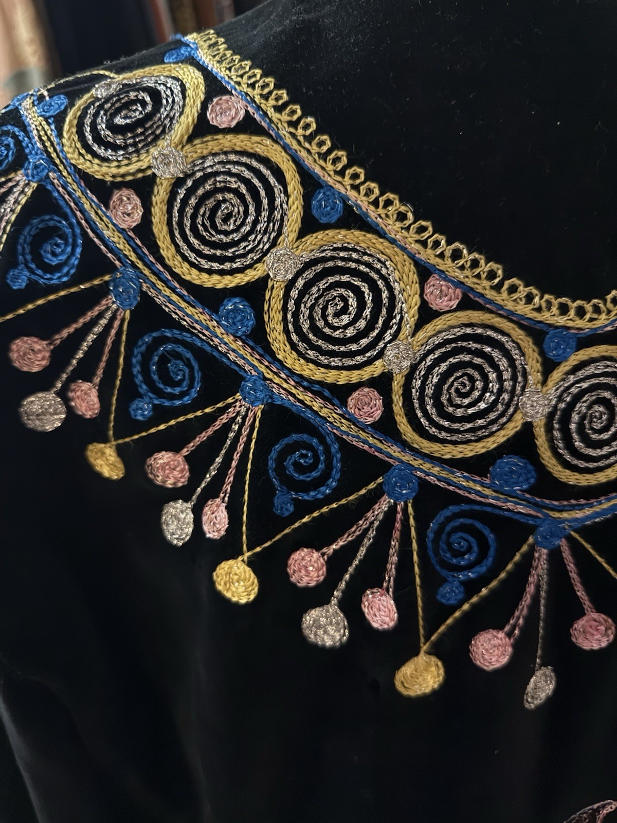 Vintage 1960’s 70’s Velvet Embroidered Kaftan Robe Duster