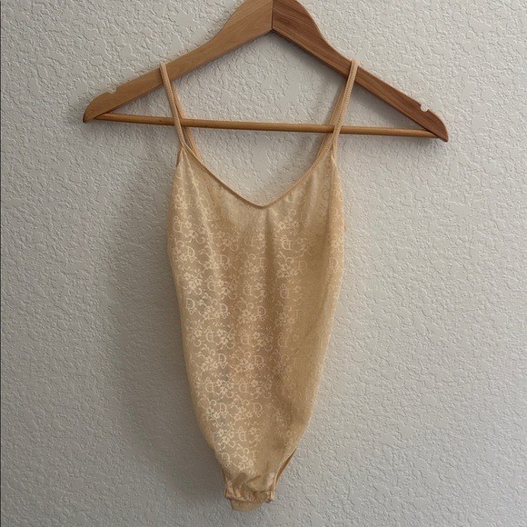 Christian Dior Intimates Vintage 80’s Lace Monogram Bodysuit Size 32