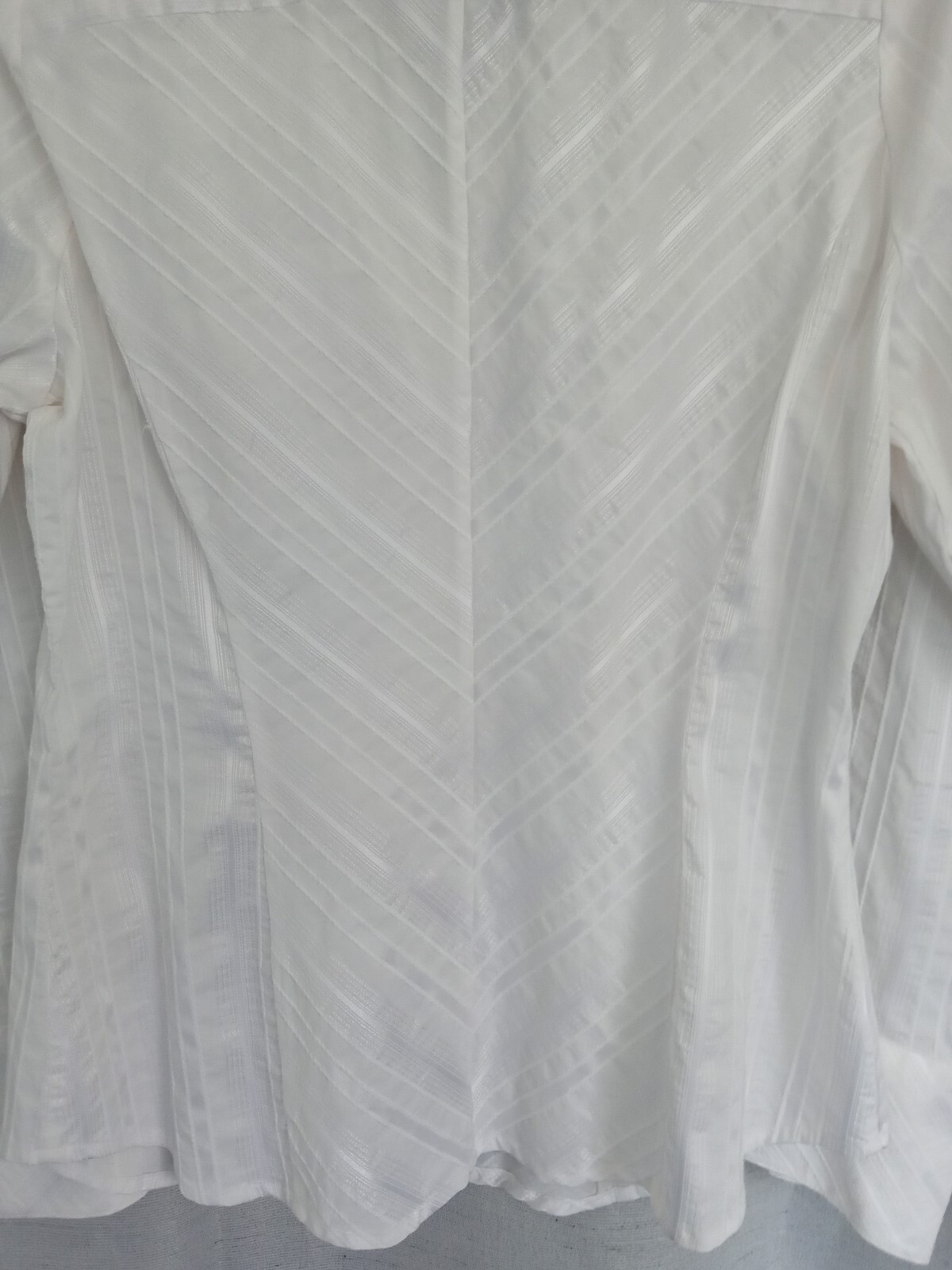 Vintage Sandra Ingrish Crisp White Shadow Stripe Button Up Blouse, Long Sleeve L