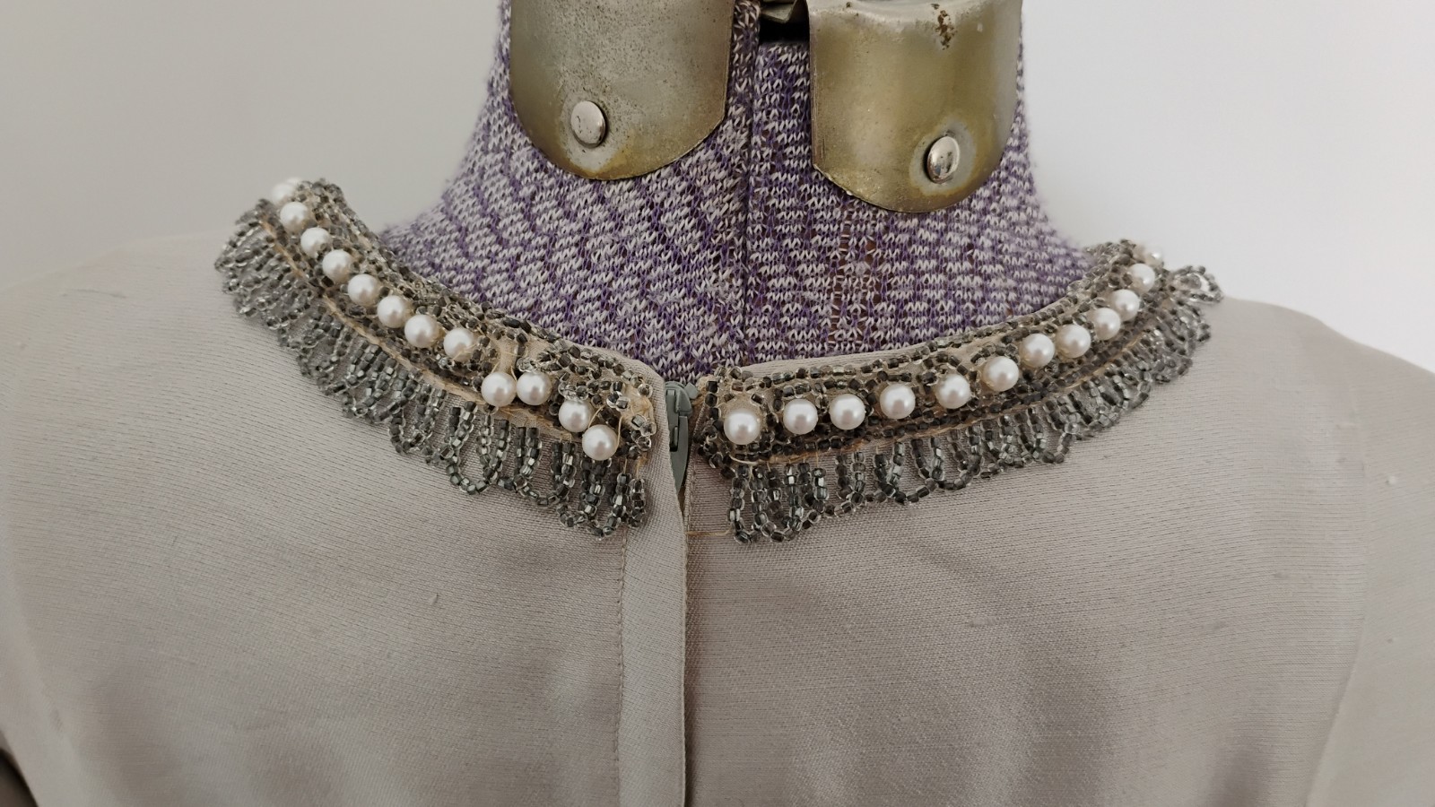 Vtg 1950’s Cocktail Dress Women’s Silver Embellished Madmen Elegant Silk 12/14