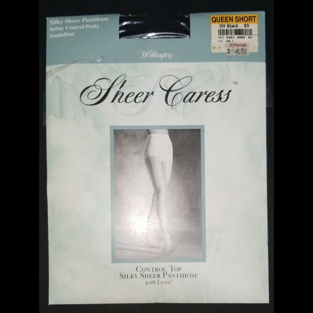 Worthington Classic Queen Short Off Black Control Top Pantyhose Nylons Sissy