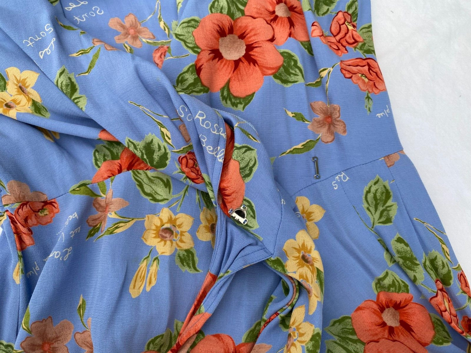 Vintage Robbie Bee Blue Floral Collared Maxi Dress Womens Size 10 Cottagecore