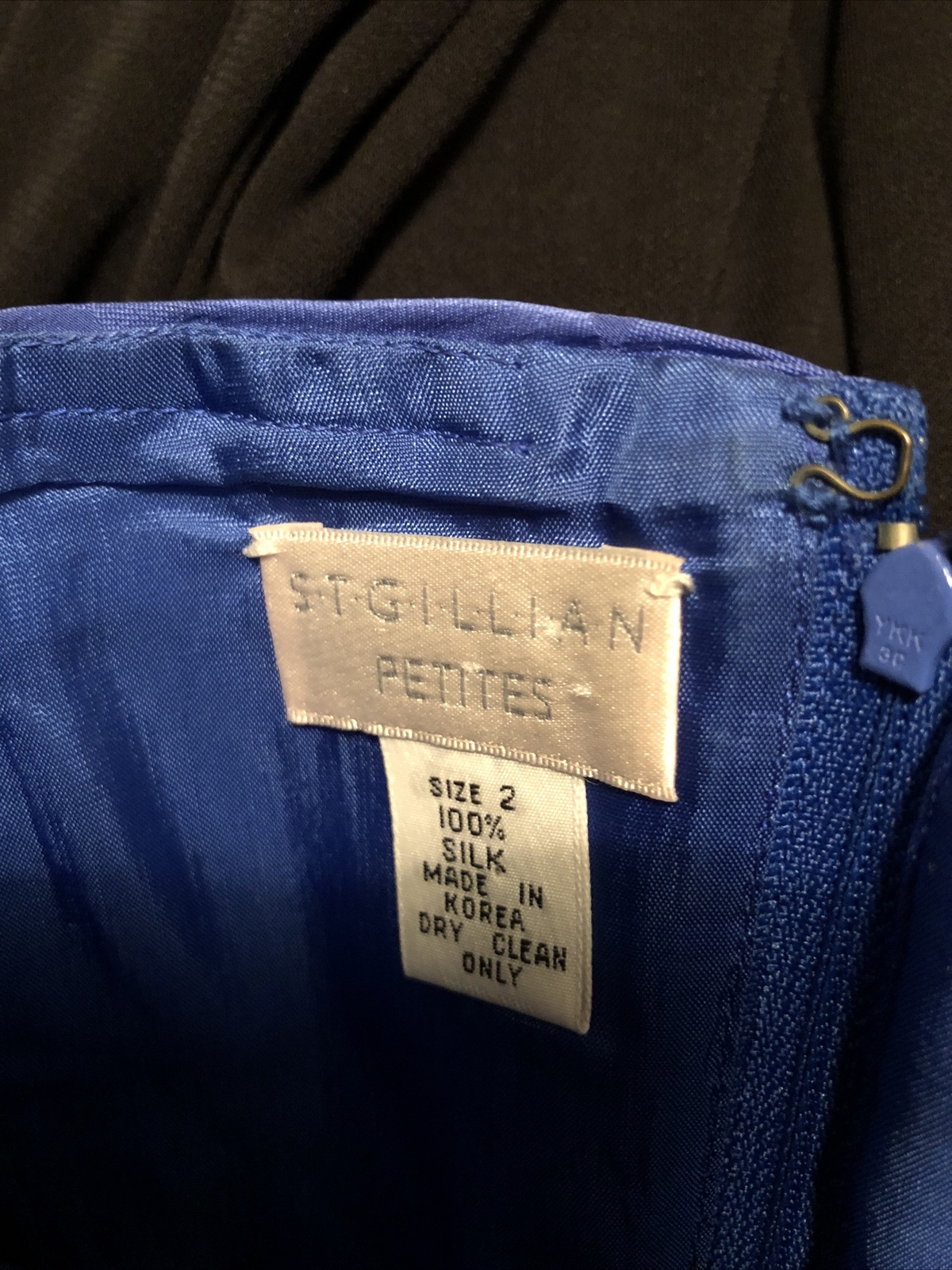 Vintage St Gillian Silks Elegant Petite Blue Strapless 100% Silk Dress Sz 2