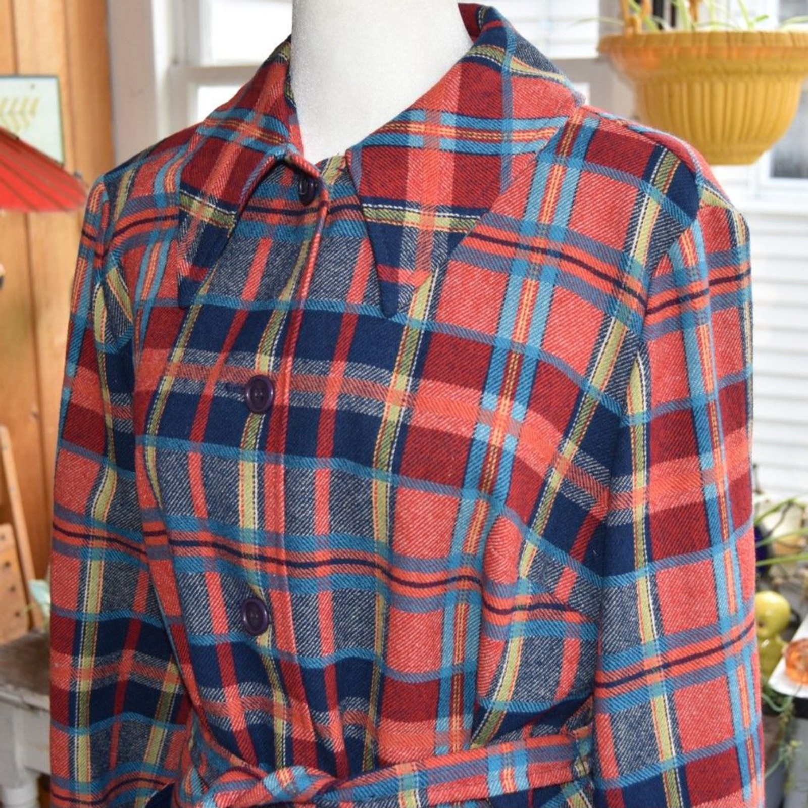 Vintage 60s-70s Pendleton Knockabouts Virgin Wool Plaid Belted Jacket Women’s M