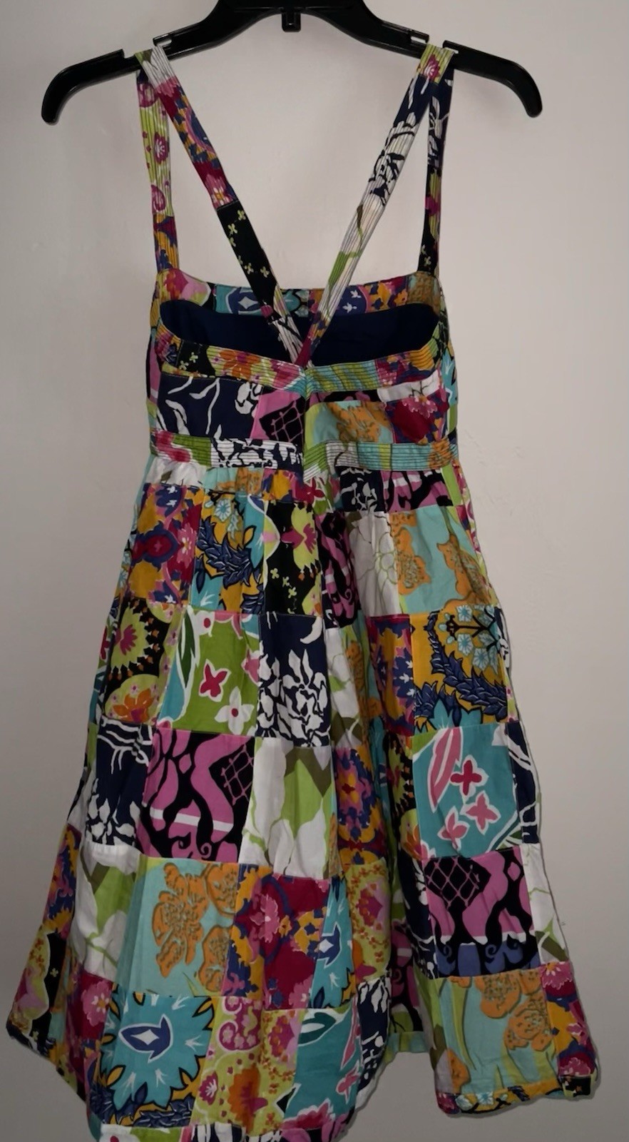 Vintage J Crew Factory Patchwork Talitha Midi Dress 2008 Sz 8 M S Boho Y2K