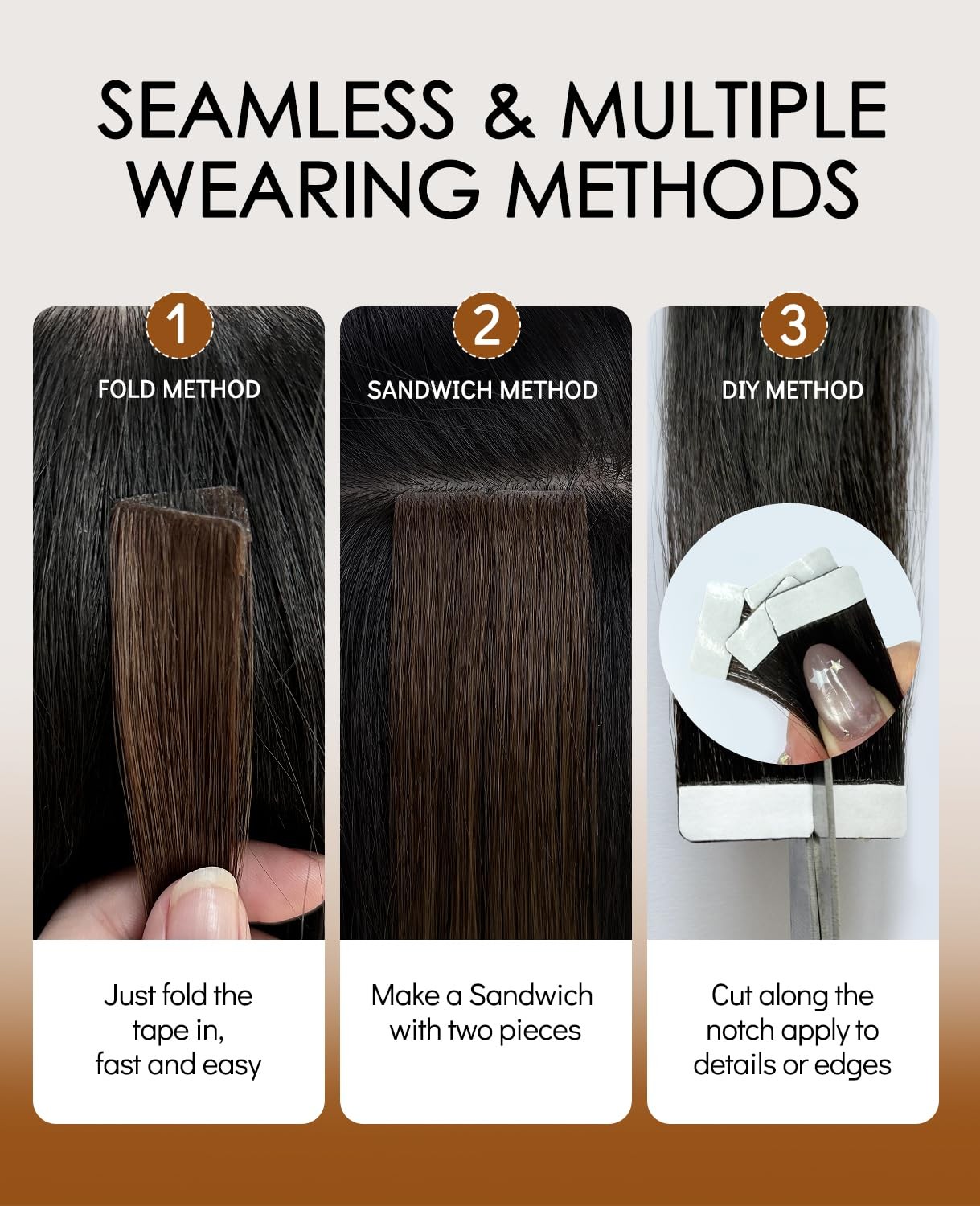VINBAO Injected Tape in Extensions Human Hair Invisible Hair Extensions Tape in