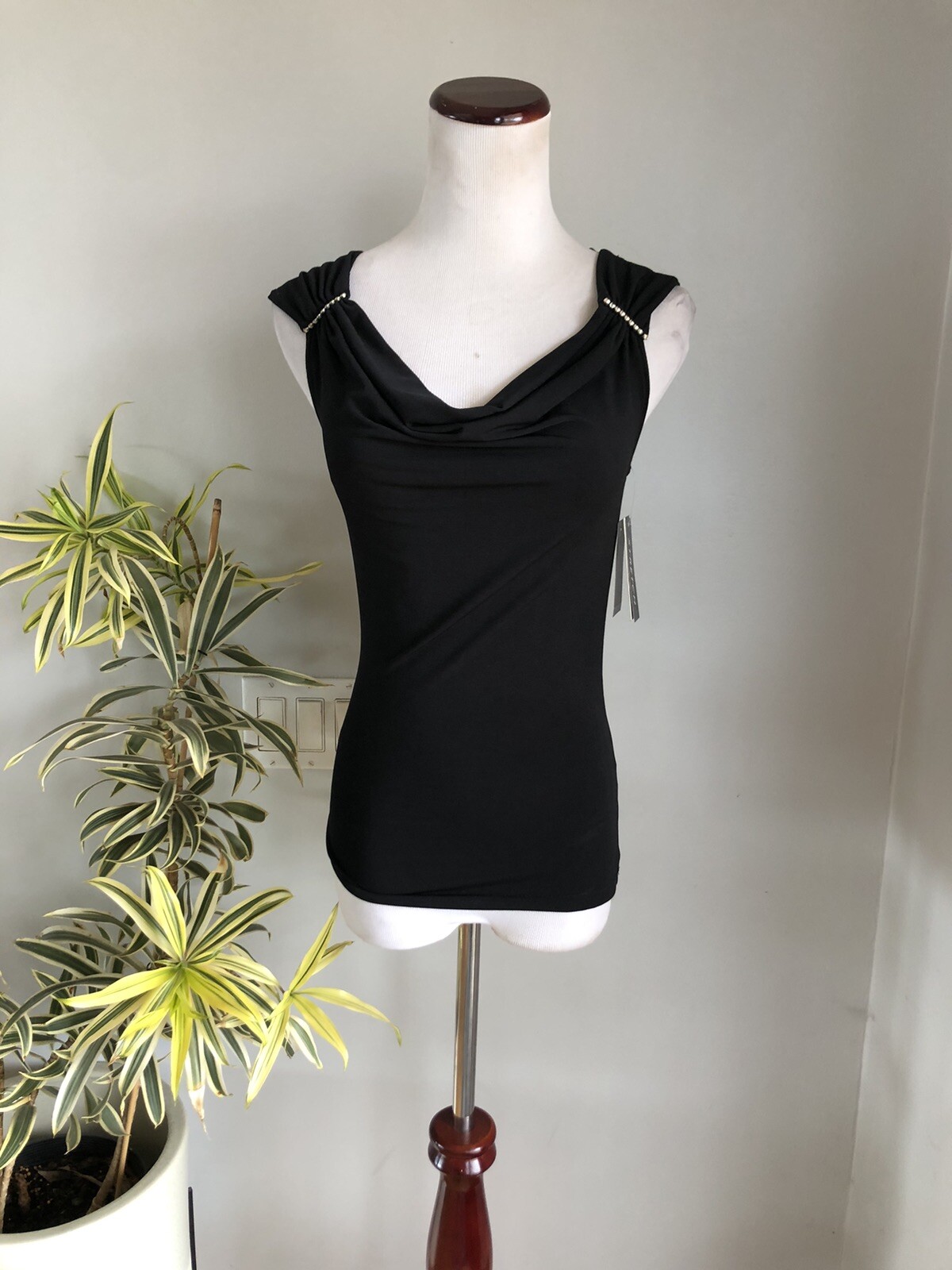 Vintage Y2K Byer Tank Black Tank Embellished Sleeveless Size S New