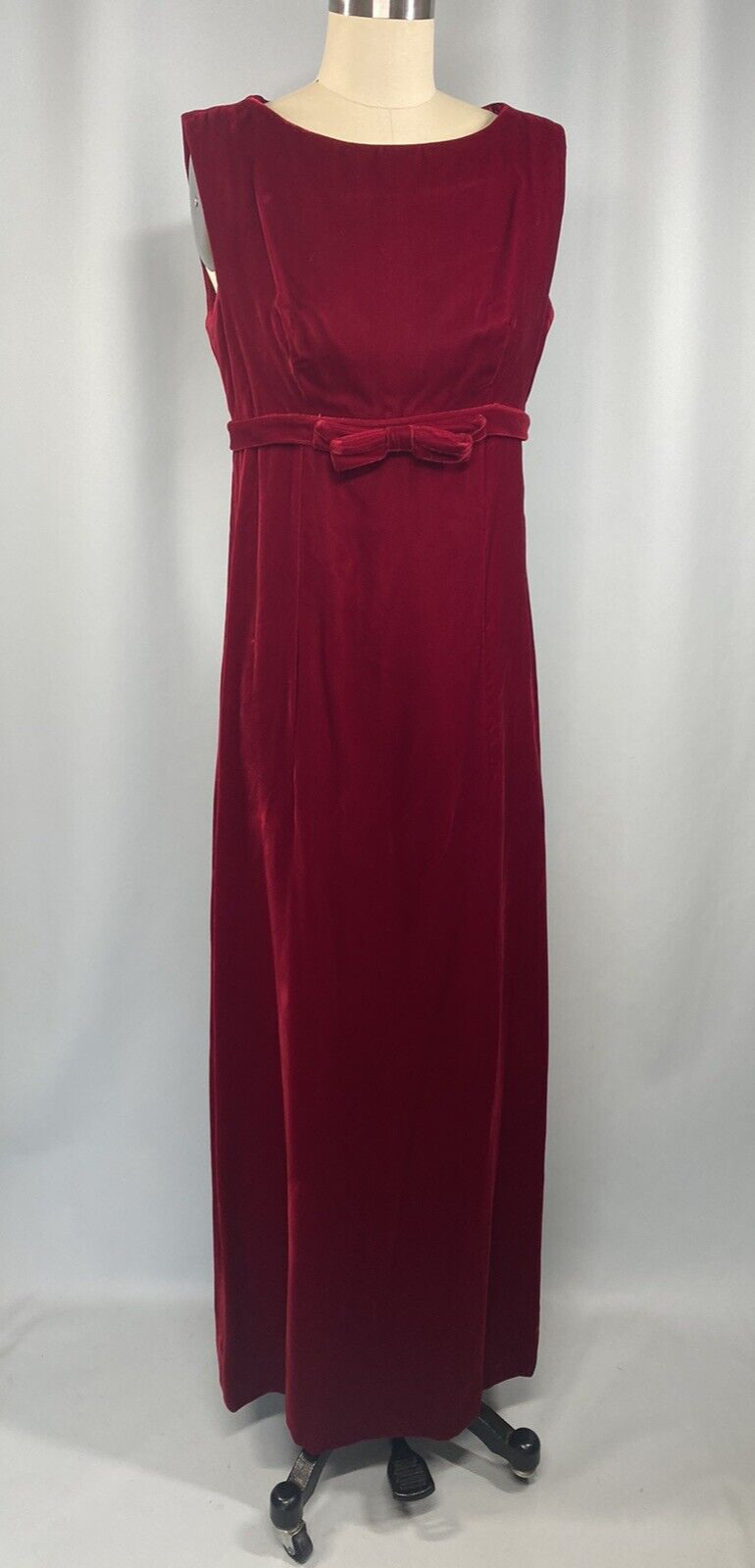 Vintage Dress SIZE SMALL red velvet long maxi heart valentines 60s 70s sheath