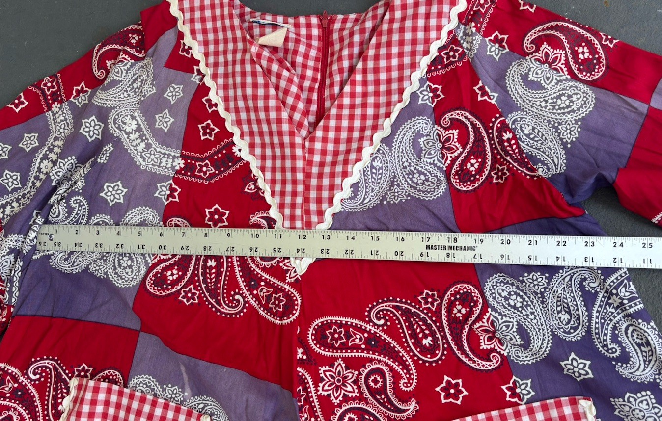 VTG 60s Bonwit Teller HIPPIE Boho Handkerchief Patchwork OVERSIZED Dress.