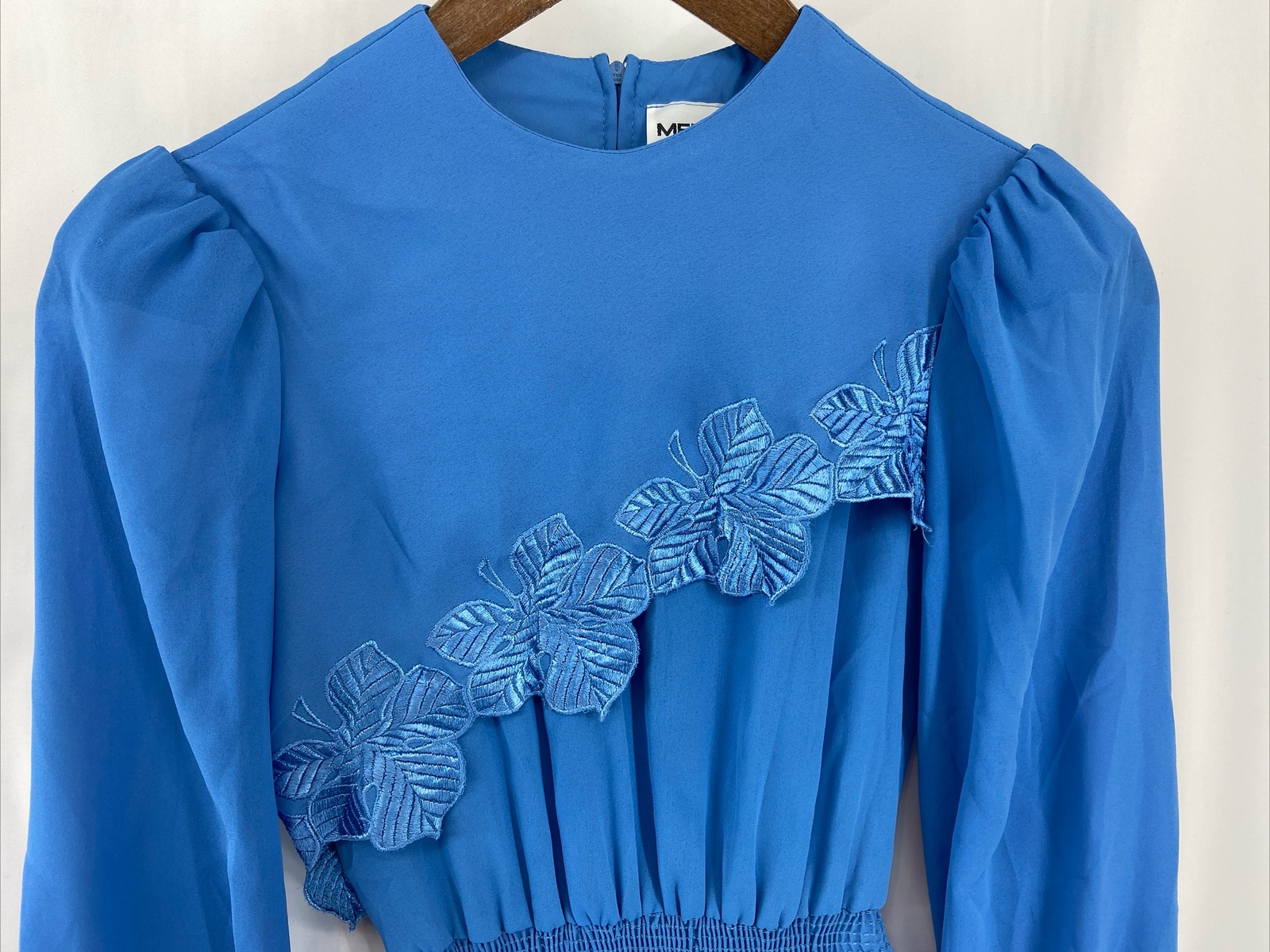 Vintage Melissa Petites Cape Blue Dress Sheer Women’s Size 4 Cocktail Embroider