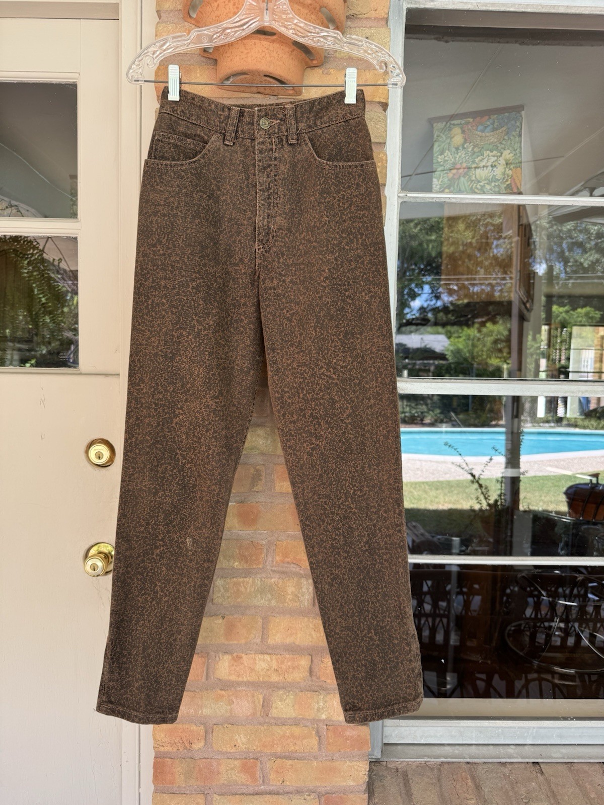 1980s Vtg Guess Animal Print Denim Jeans W 24 L 28 New Wave 80s USA 26 Woman’s