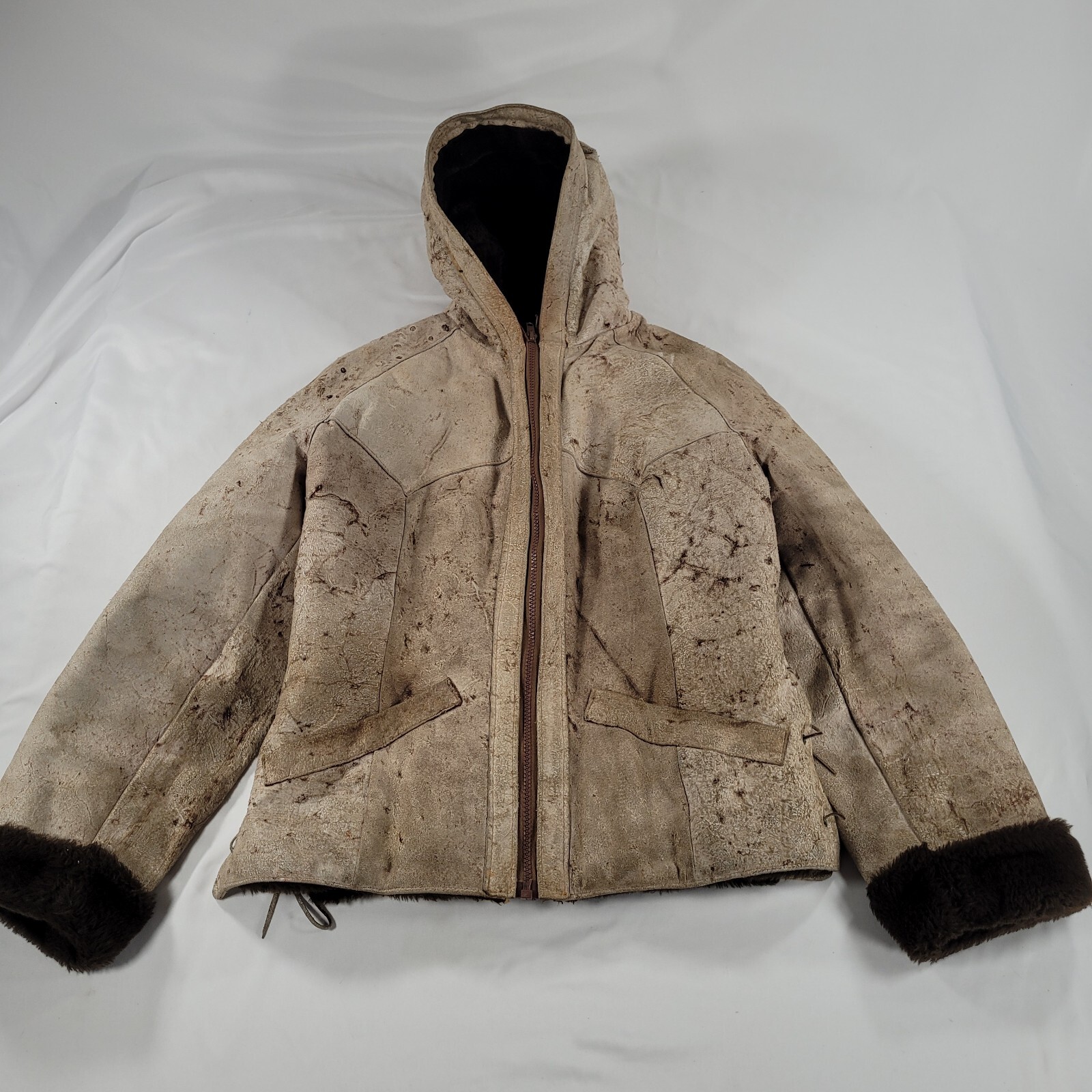 Vtg 60’s Joo Kay Women’s Sz 12 Western Buckskin Faux Fur Lined Leather Jacket