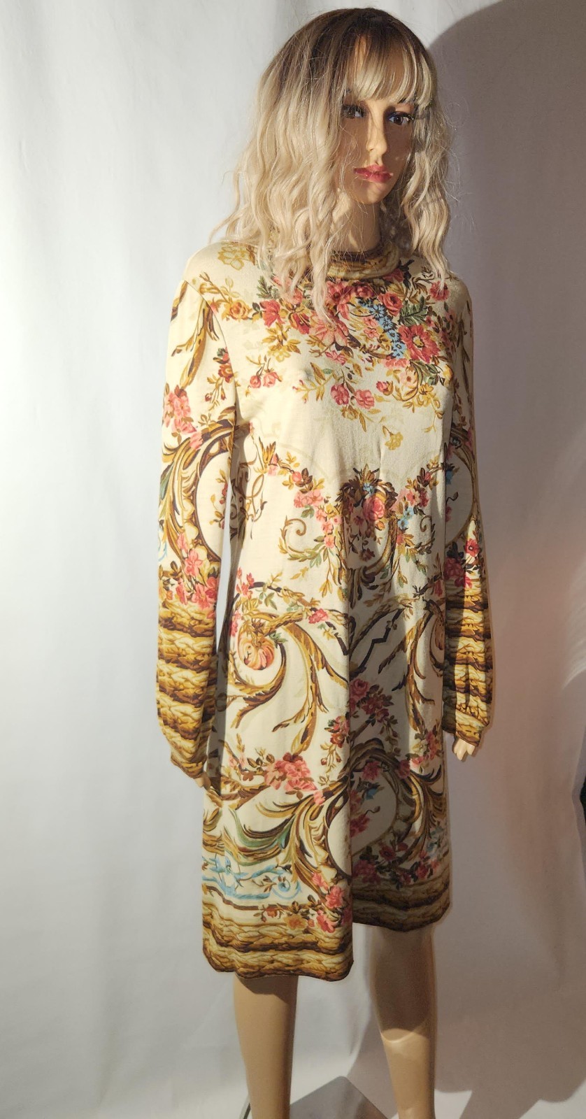 GOLDWORM SIZE 14 MADE IN ITALY WINTER FALL WOOL 1970S DRESS PSYCHEDELIC VINTAGE