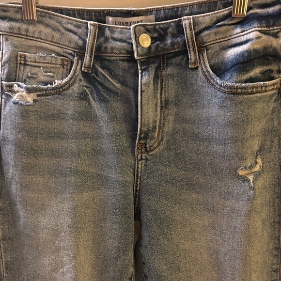 Lovervet by Vervet High Rise Distressed Blue Jeans Raw Hem 27 Hippie Boho
