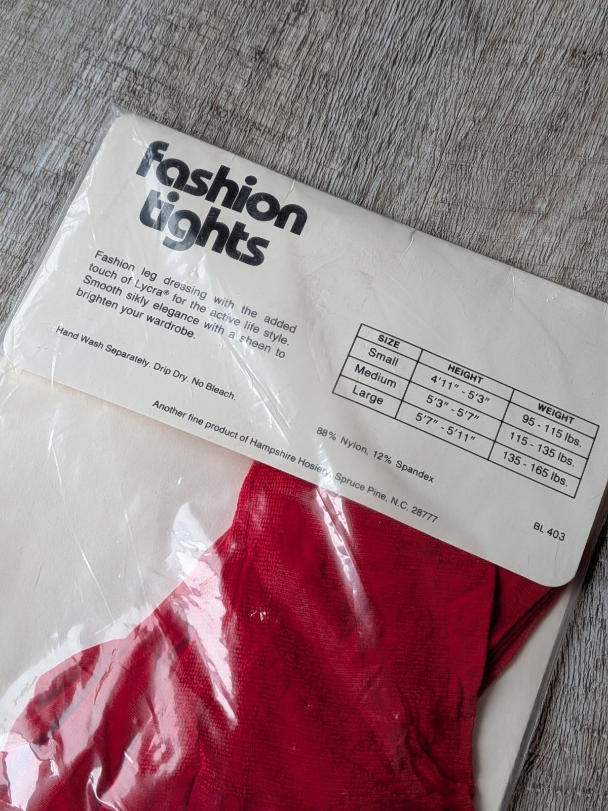 Vintage 70’s 80s Red Fashion Tights Pantyhose Small NOS Hampshire Hosiery