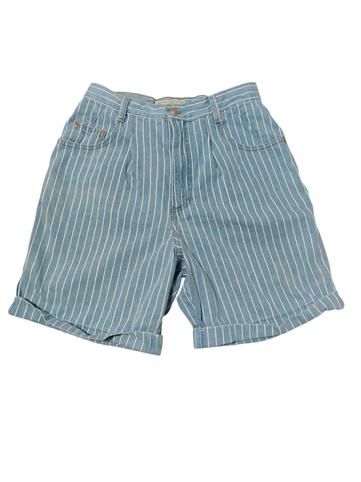 VTG 90s Gloria Vanderbilt Striped Jeans Denim Shorts Sz 10 Blue White
