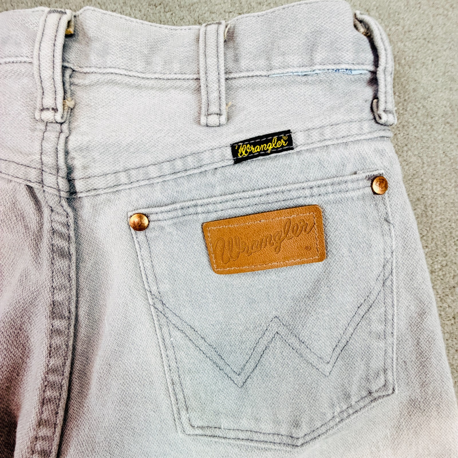 Vtg Wrangler Jeans Womens Sz 11 (W30 L34) Gray Faded Denim High Waist Bootcut 90