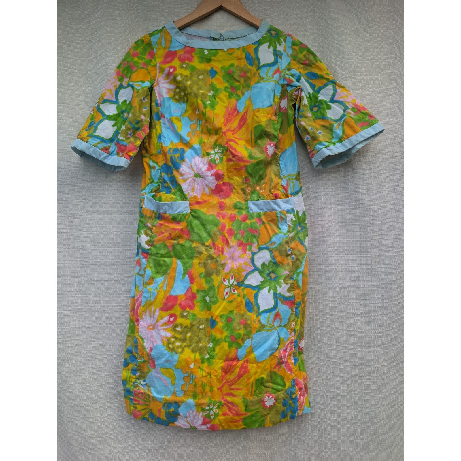 Vintage Lilly Pulitzer The Lilly Floral Shift Dress Yellow Blue Green Mod 60s 10