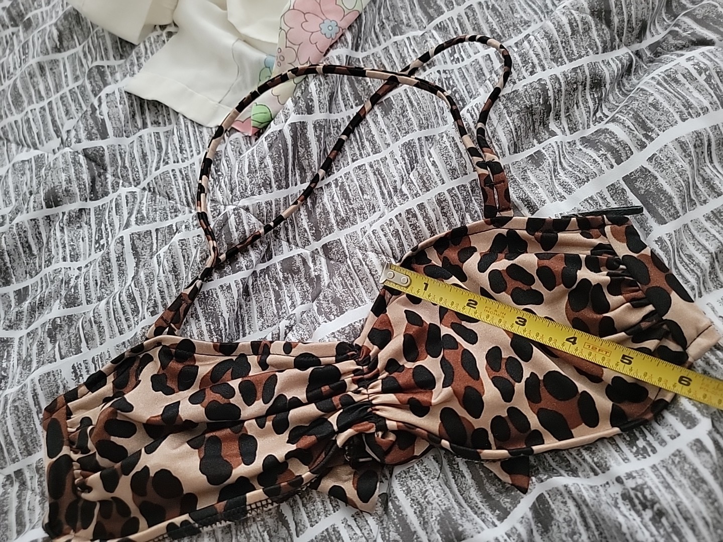 Vtg 80s Bill Blass Leopard Print Bikini Top Sz 8 Made USA Sexy Interchangeable