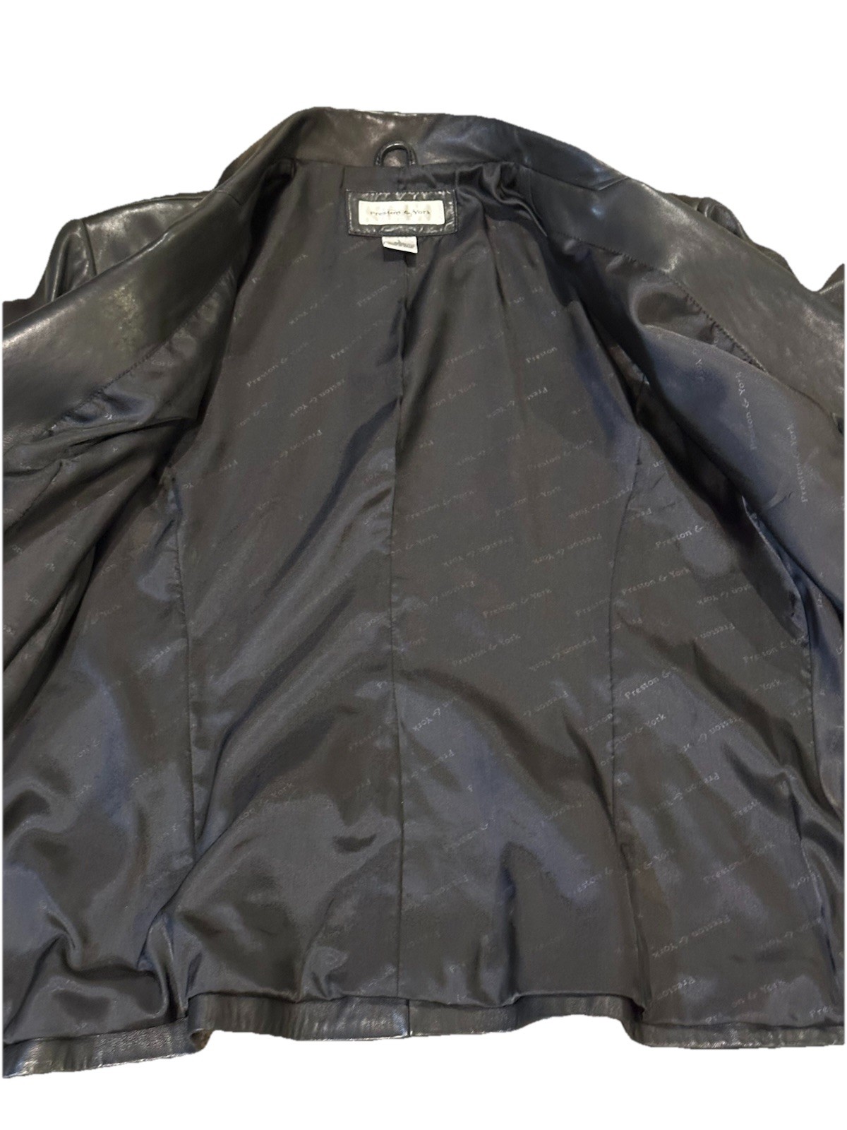 Preston & York Lamb Skin Leather Black 2 Button Jacket Beautiful Women’s Large
