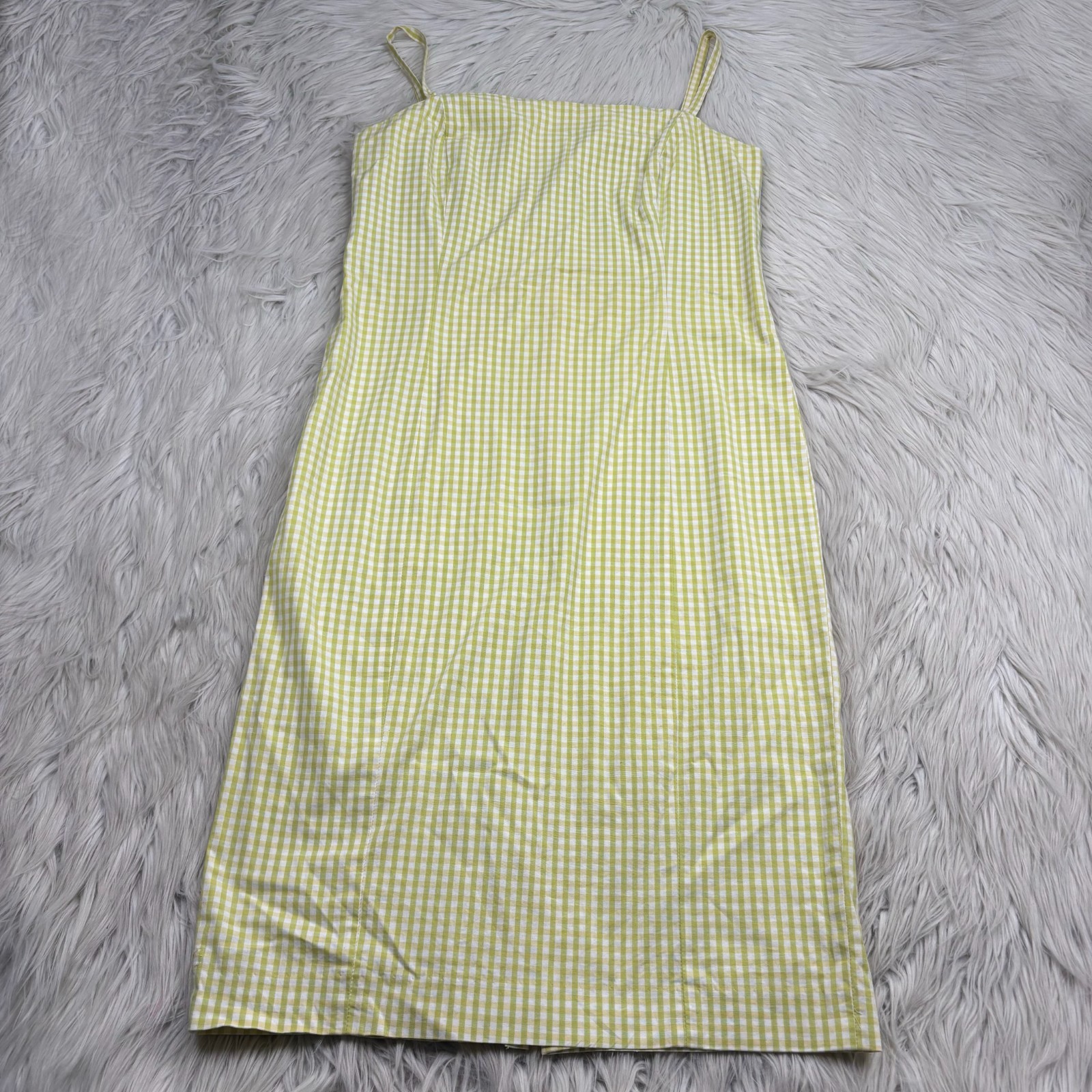 Vintage 90’s Jones & Co Women’s 6 Gingham Square Neck Sheath Dress Preppy