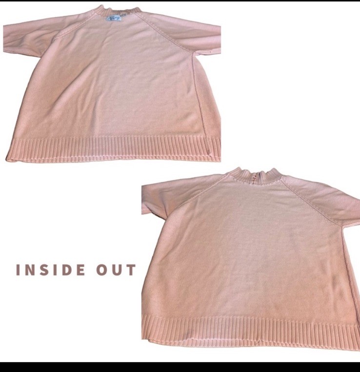VINTAGE CIRCA 1980’S LIZ THOMAS II LIGHT PINK MOCK NECK 3/4 SLEEVE SWEATER SZ 1X