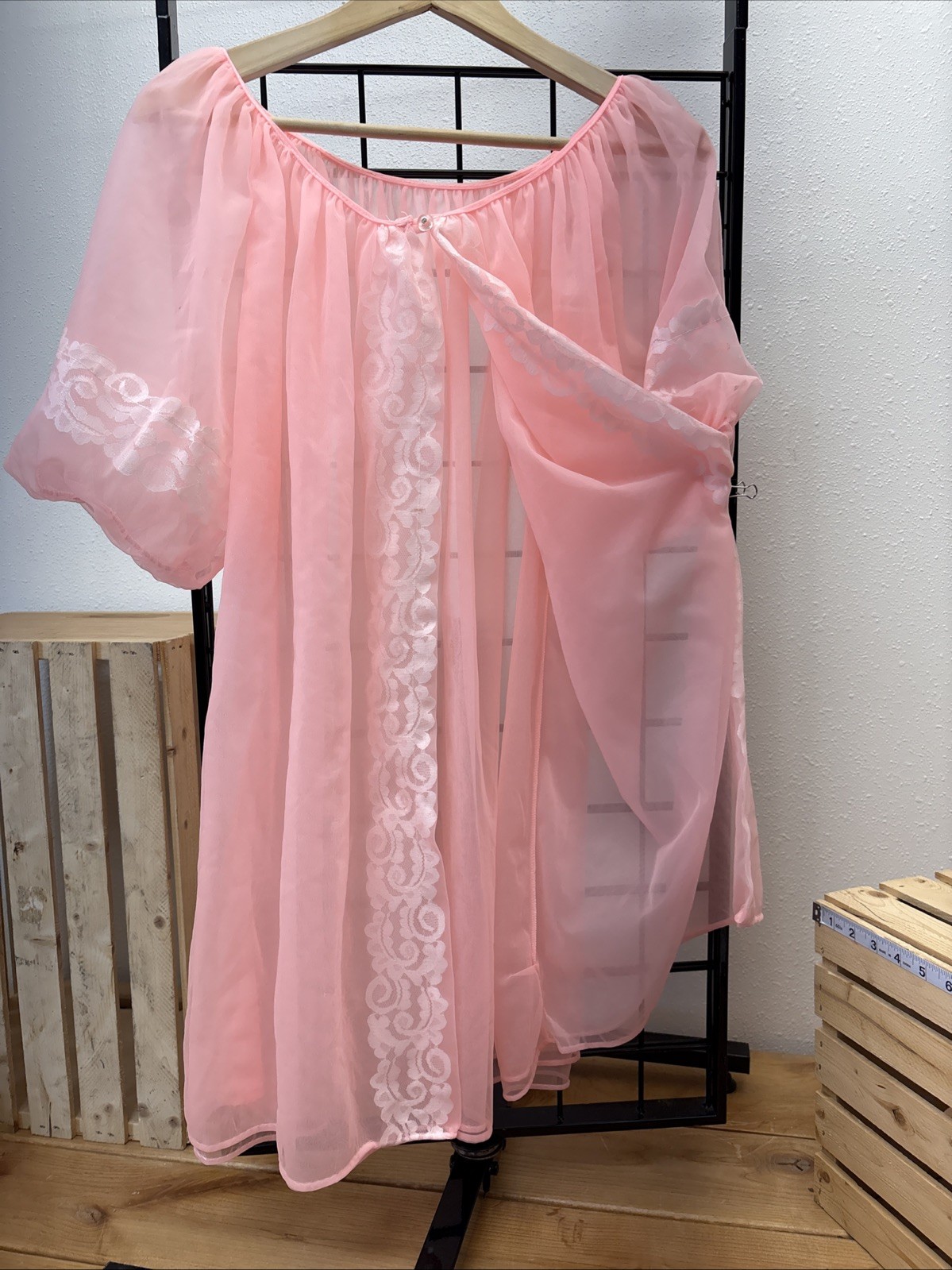 VTG MCM Pink See Through Babydoll Nighty Short Robe