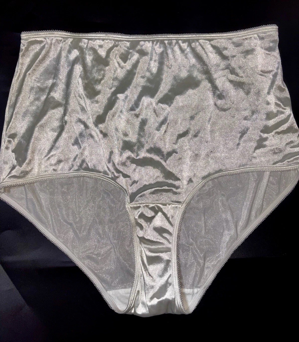 Vintage Layne Bryant Cacique White Liquid Satin Hi-Cut Brief Panties 22/24 Plus