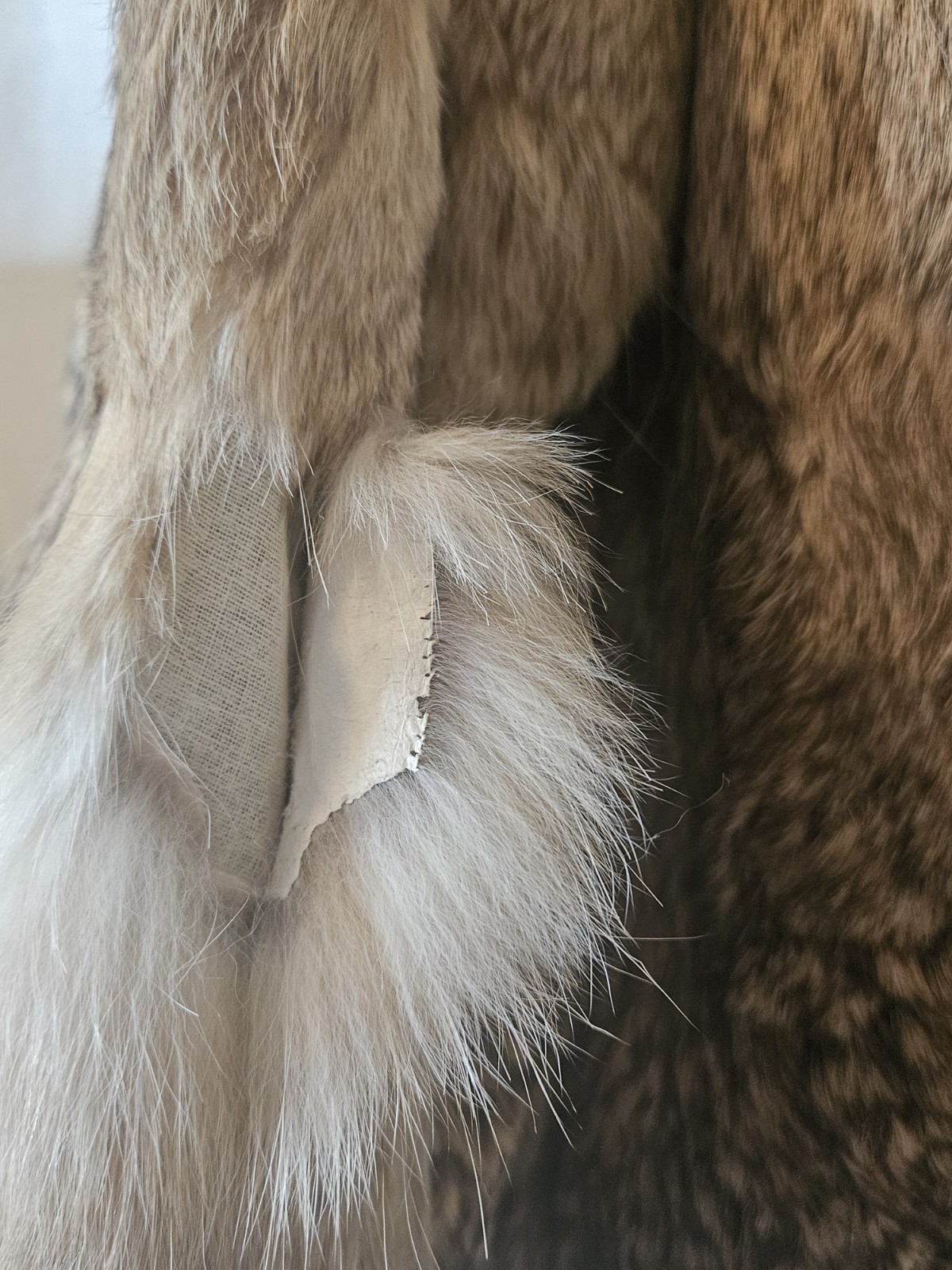 Dino Ricco Brown Vintage Rabbit Fur Shawl With Arm Holes Medium Flawed
