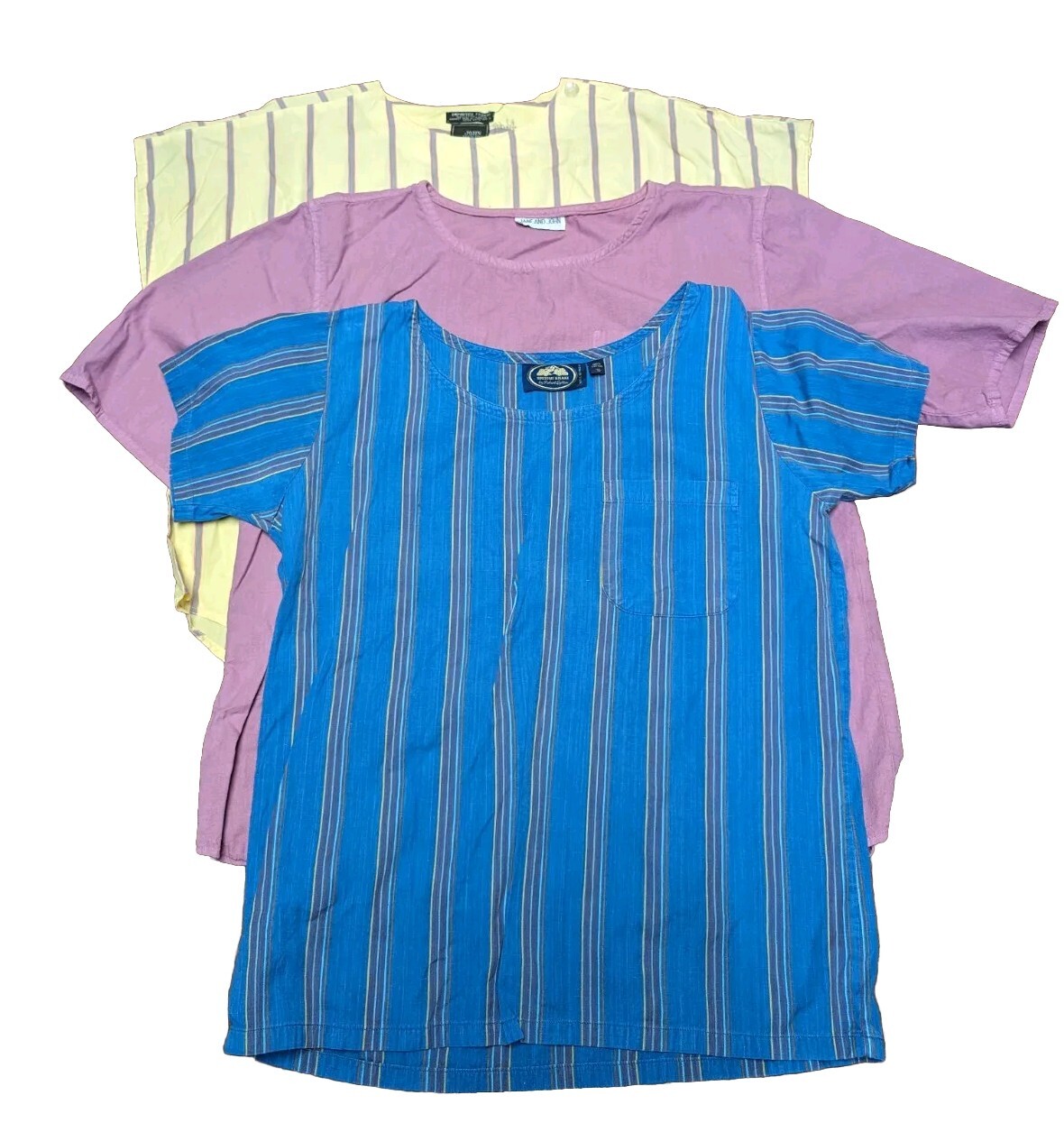 Lot 3 VTG 50s 60s Womens Oversized Tops Classic Chic Preppy John Henry Striped