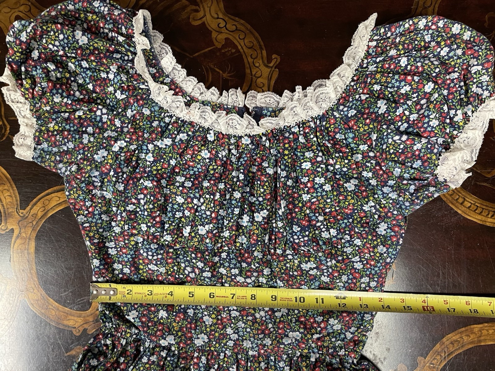 Vtg Partners Please Malco Modes Floral Lace Tiered Full Circle Dress Dance 10