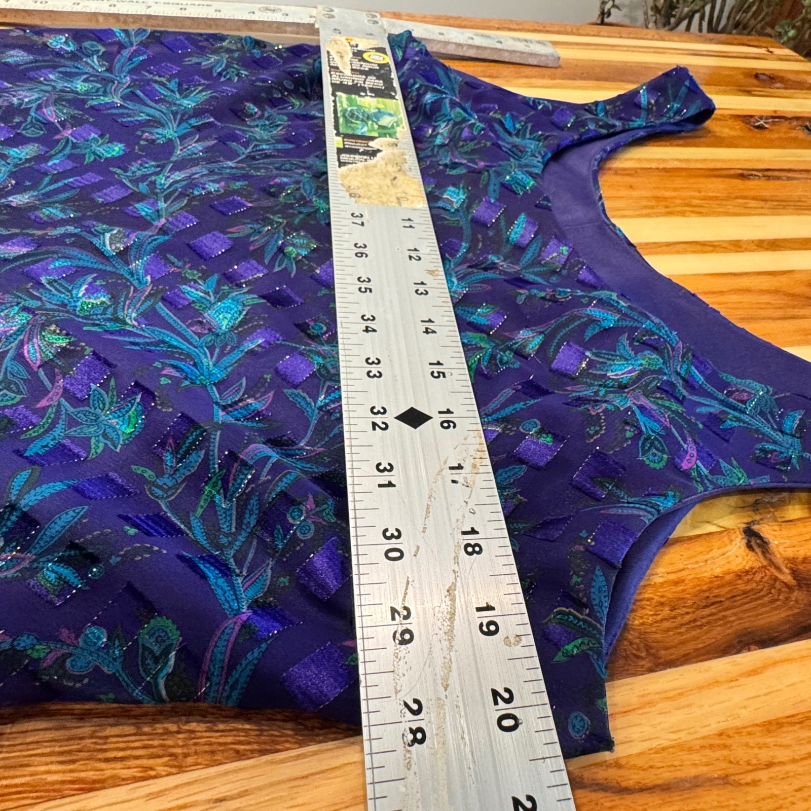 Vintage Patra Petites Sheath Dress Size 16 Purple Floral Sequin Retro 1980s Tank