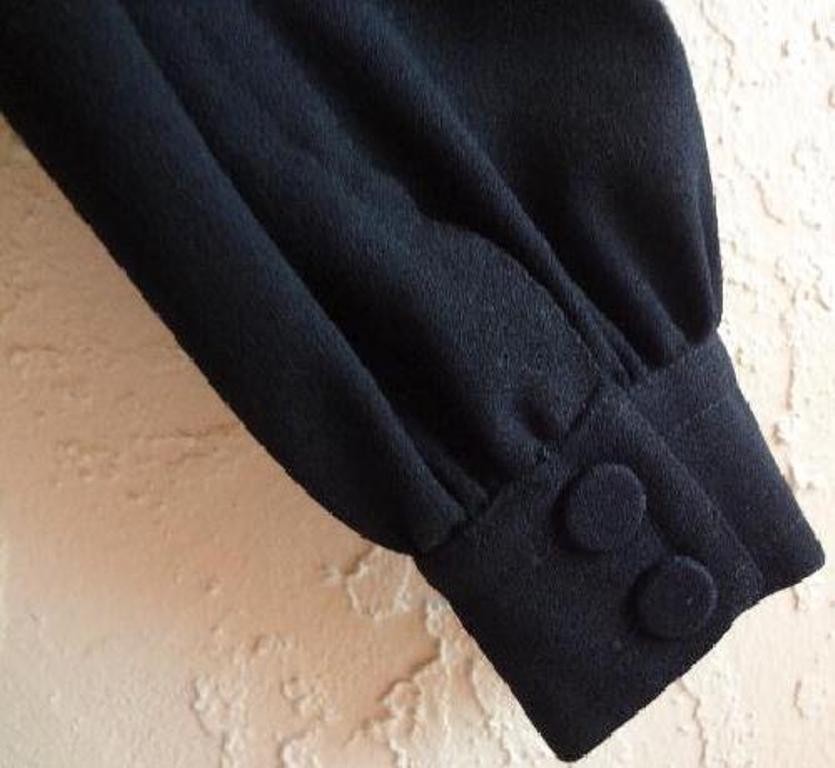 Vintage ADELE SIMPSON Black All Seasons Wool Dropped Waist Dolman Sleeves sz8