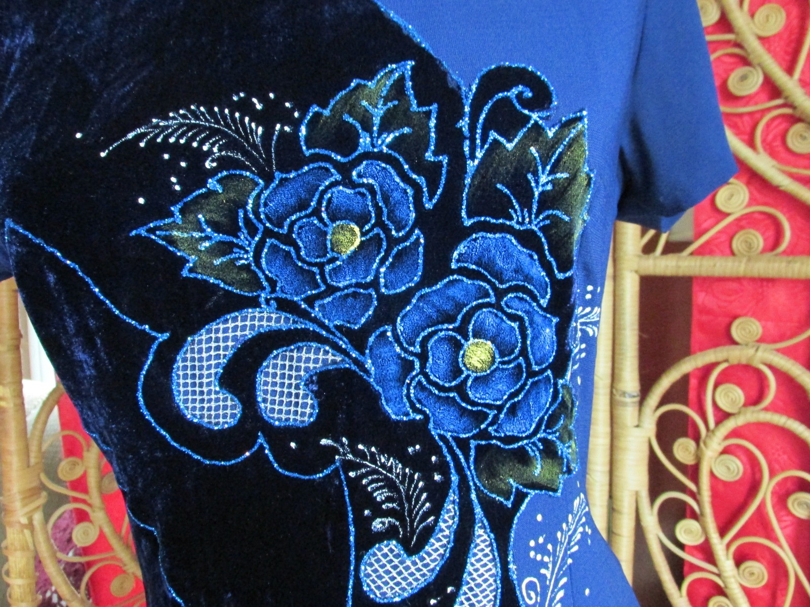 Vietnamese Cheongsam Midnight Blue Velvet Dress Polyester Glitter Special Occa