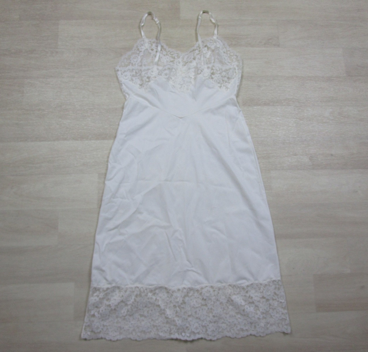 Vintage 60s Van Raalte Suavette Full Slip (34) Nylon Sheer Lace Bust Bridal USA