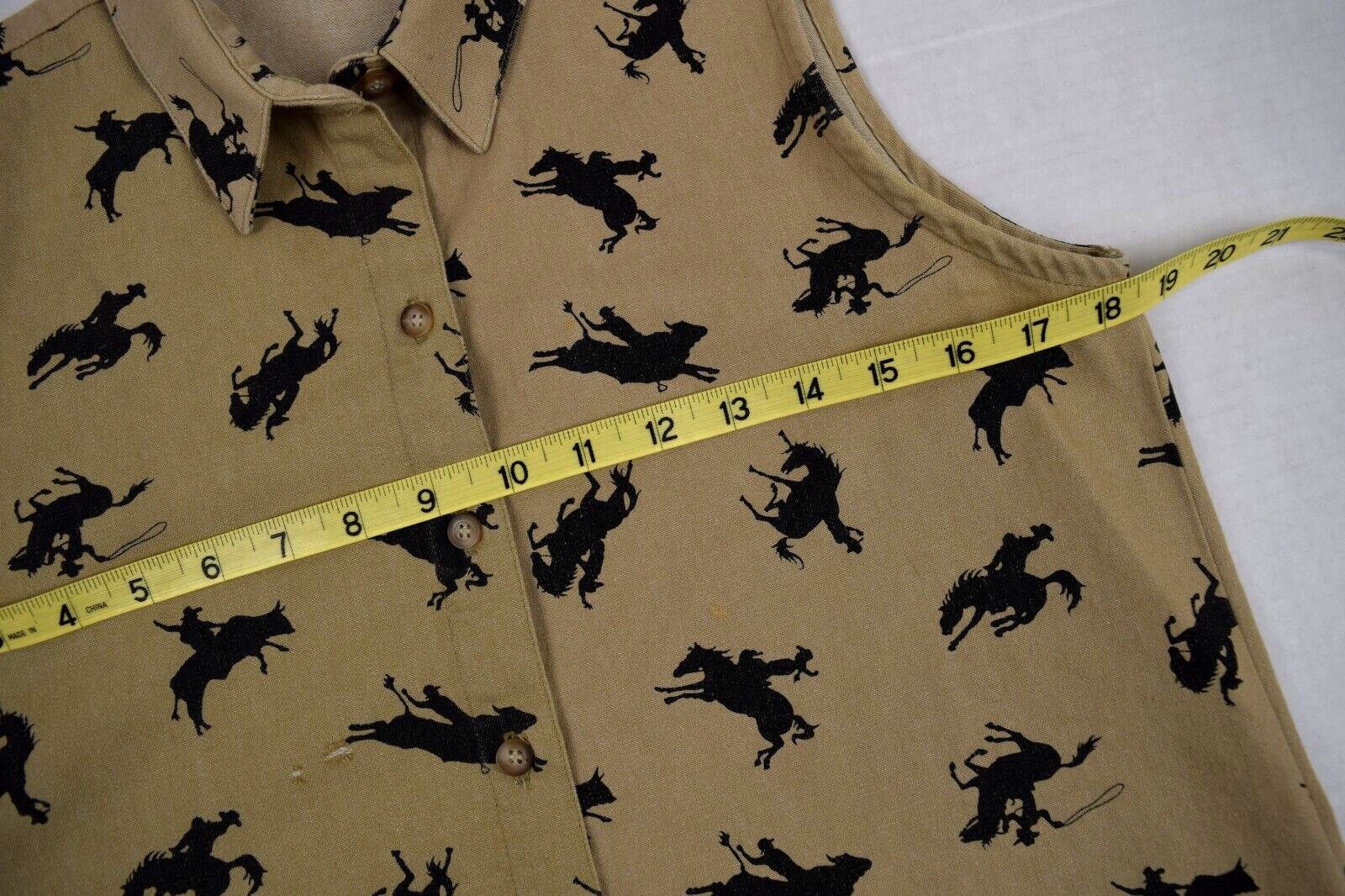 Vintage Western Sleeveless Shirt Panhandle Slim Size M 90s Rodeo Cowboy Made USA