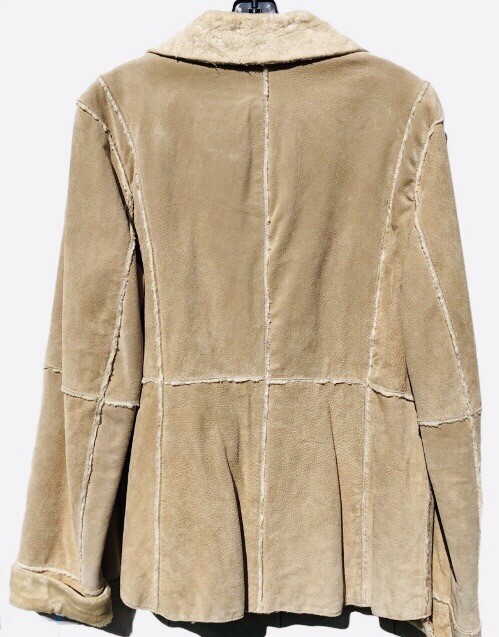 Vintage 90s WINLIT Genuine Leather Suede Coat Size S Rancher Shearling Jacket