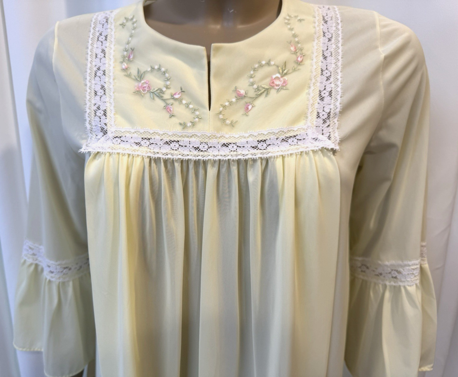 Vtg SHADOWLINE Nursing Nightgown Embroidery New Mom Hospital NOS w/Tags S/M 80’s