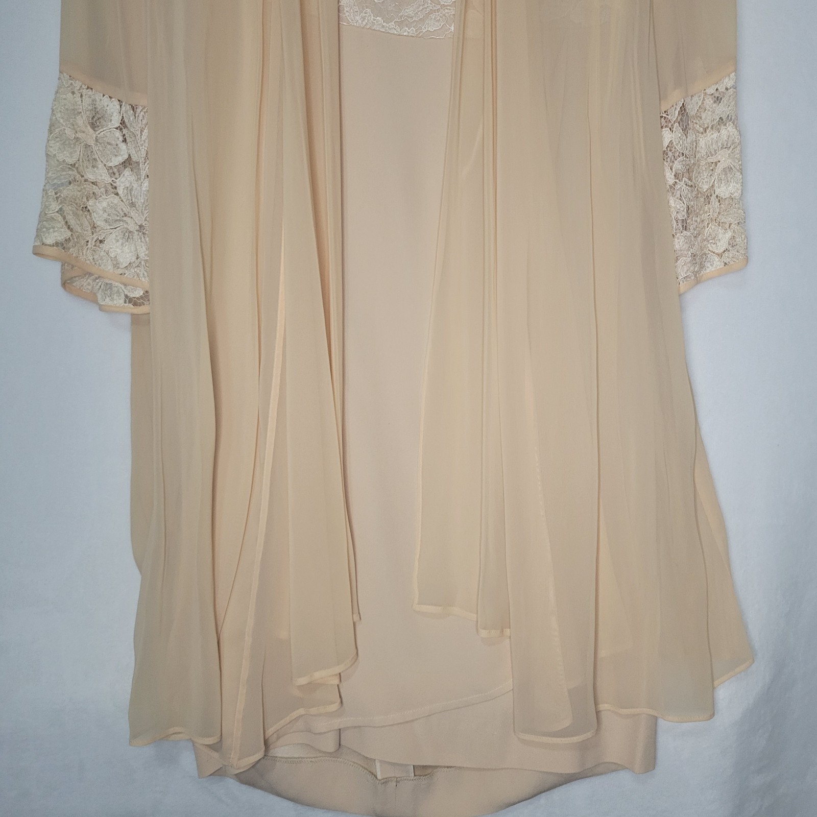 VTG Olmar Retro Shift Dress & Sheer Duster Peach Sz 44 Measurements in Descrip