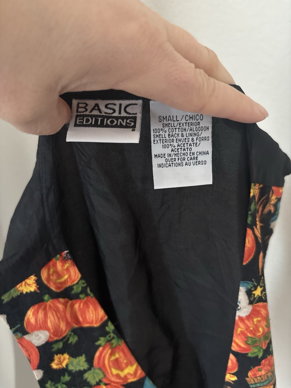 Vintage 1990s Basic Editions Halloween Vest Whimsical Teddy Bears Pumpkins Ghost