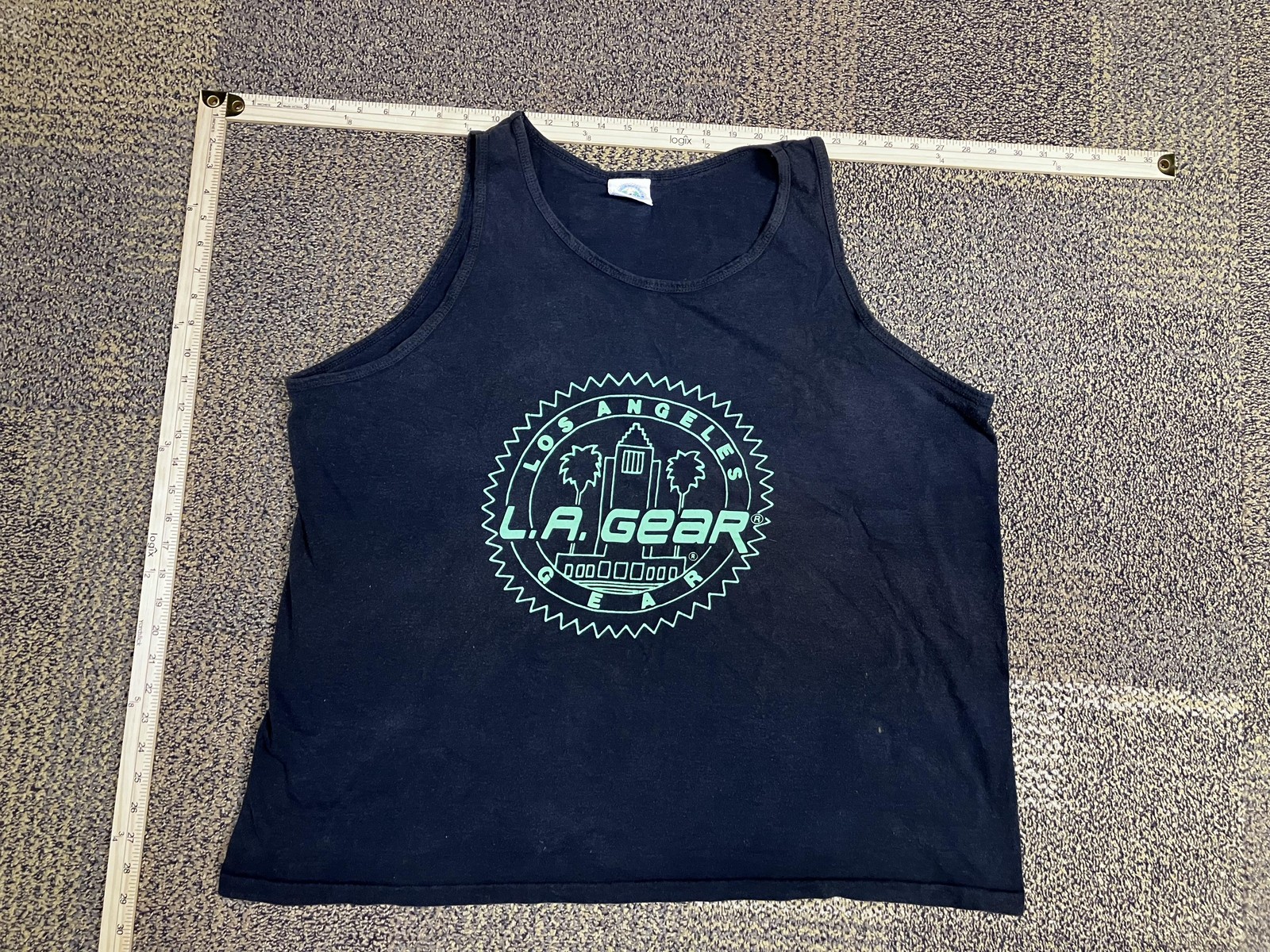 Vintage LA Gear Tank Top Shirt Womens OSFA Black Los Angeles Graphic 80s 90s