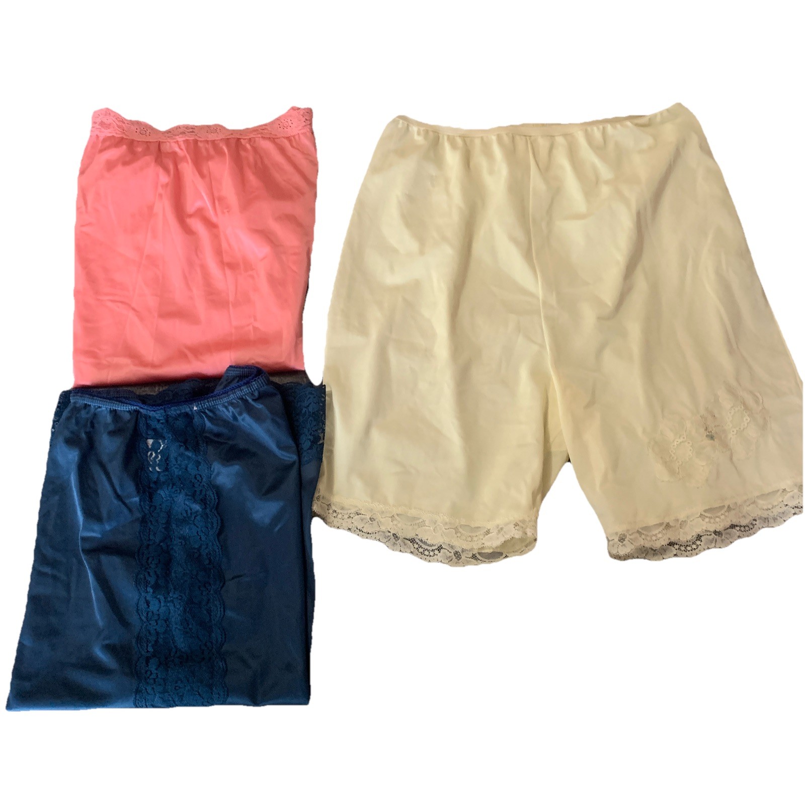 Vtg Lot Of 3 Half Slips Pantslip Size Mixed Sliperfection Shawdowline Colored