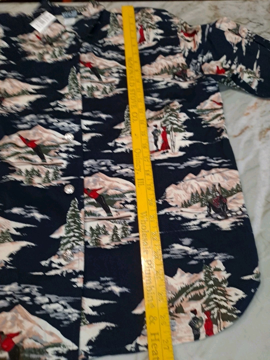 NOS NWT long Sleeve Button Down Shirt 12 Graphic Print Snow Skiing Shirt Sz 12